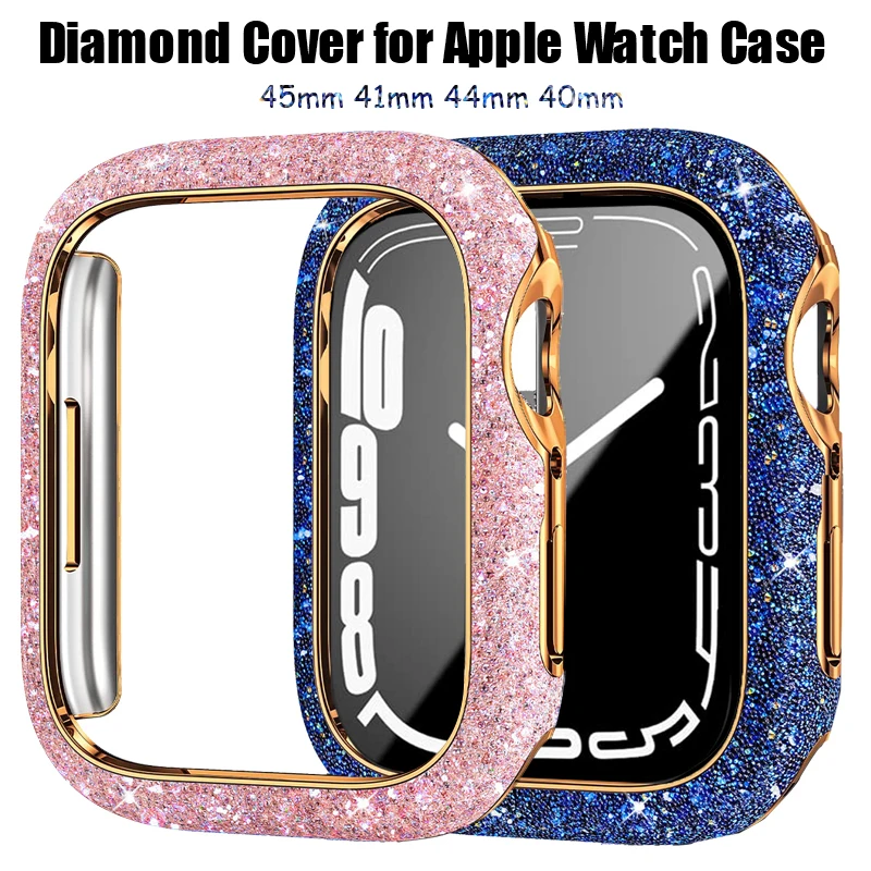 Bling Case for Apple Watch series 8 7 6 5 4 41mm 45mm Protector Diamond iWatch Protective PC Bumper Glitter Women accessories