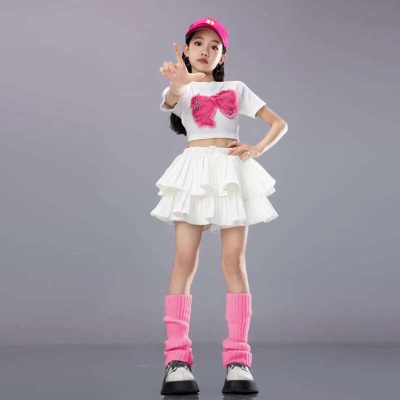 Hip Hop Kleidung Kinder Ernte Top Street Dance Stufen röcke Mädchen Streetwear Kinder Jazz Cheerleader Kostüme Bühne Kleidung Sets
