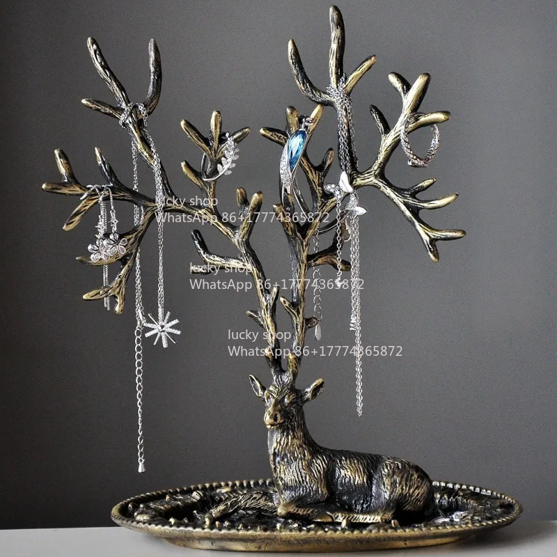Nordic Antlers Jewelry Display Rack Ornament Retro European Home Necklace Earrings Jewelry Storage Rack
