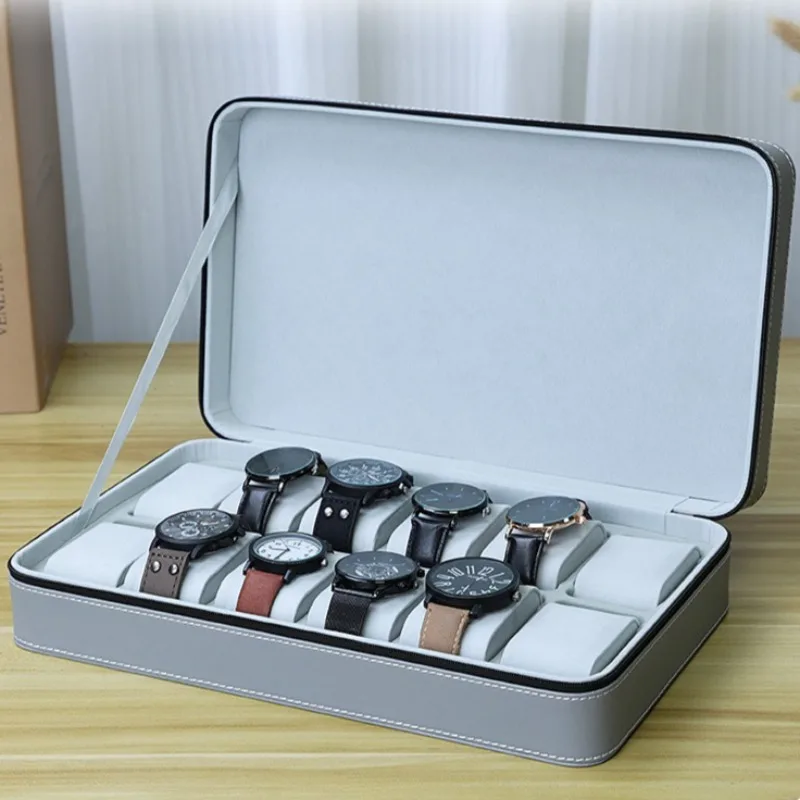 Leather Watch Storage Box Men Luxury Watches Organizer Case Large Waterproof Wristwatch Boxes Travel Saves Watches Cases Gift