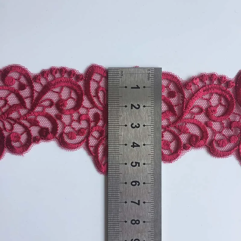 2Yards Dark Red Embroidered Lace Trim Mesh Clothes Accessory Lingerie Bra Girl\'s Dancing Dress Sewing Fabrics DIY