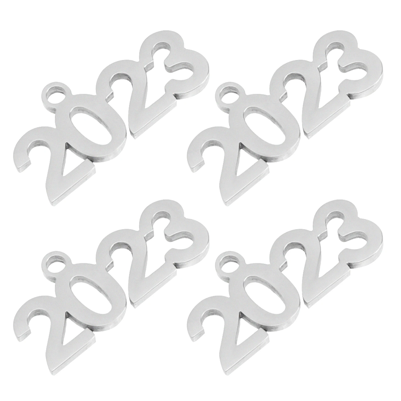 

4 Pcs Stainless Steel Charms for DIY Bracelet Necklace Keychain Making Decorative Pendant 2023 Numbers Jewelry Crafts Non Rust