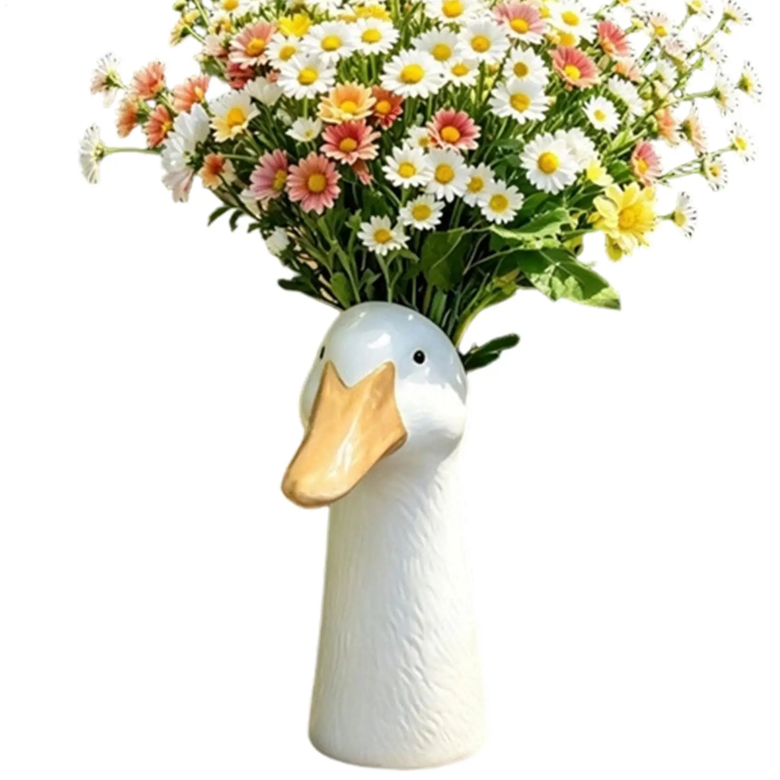 Ceramic Goose Vase Cute Animal Flower Planter Pot Centerpiece Desk Living Room Home Decor Housewarming Birthday Gift Sculpture