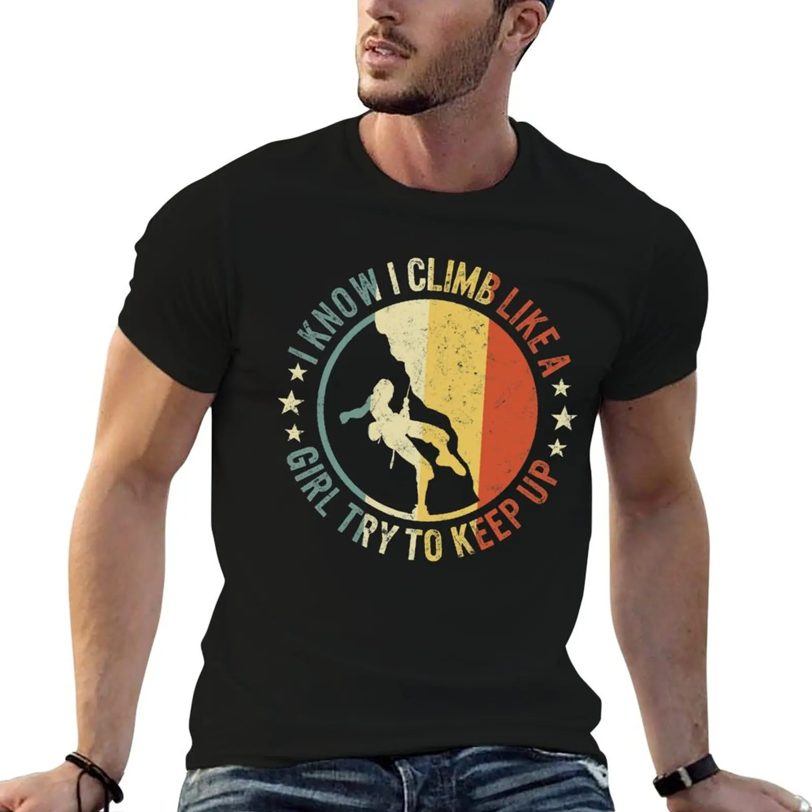 

Funny Rock Climbing Shirt, Vintage I Climb Like A Girl Try To Keep Up T shirt, Gift for Climber, Boulder Climbing, Mount T-Shirt