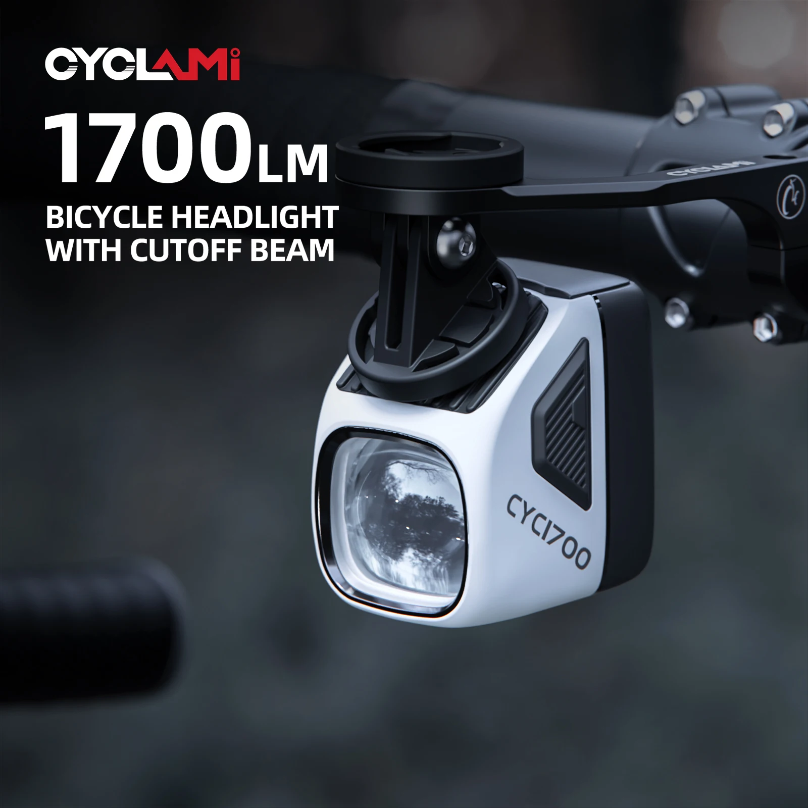 

Wireless Remote Hanging Bike Headlight 1700 Lumen High Brightness Cutoff Line Front Light 4000mAh Aluminum Alloy CYCLAMI CYC1700