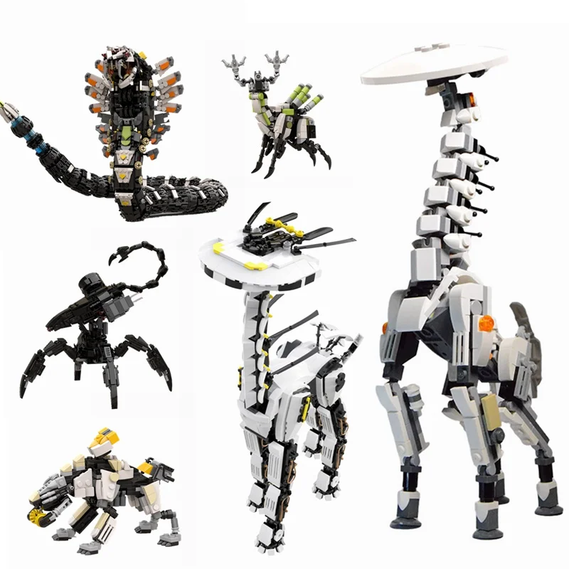 Buildmoc Horizoned Zero Dawned Long-necked Beast Action Figure Building Blocks Mechanical Monster Bricks Boy Toys for Children  