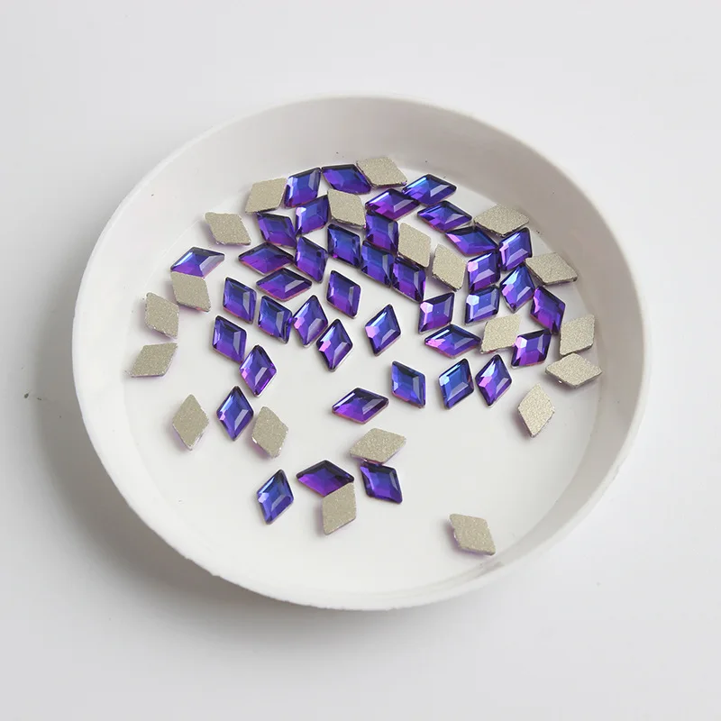 Venta al por mayor, 16 colores, 4x6,5mm, rombos, parte posterior plana, diamantes de imitación para uñas, cristales de forma especial, piedras artísticas, decoración personalizada 3D