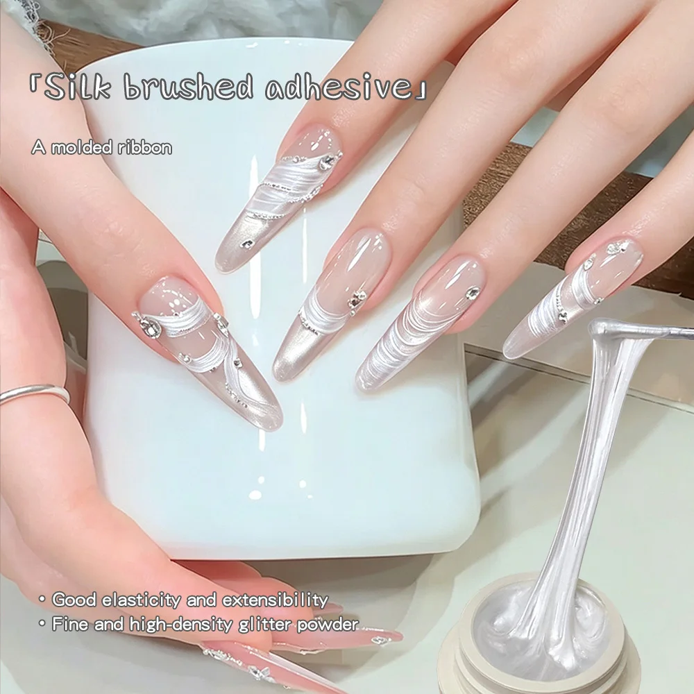 White/Nude 5ml High-Density Spider Gel Silk Satin White Wire Drawing Smooth Flow Elastic String Gel For Nail Painting Outlining