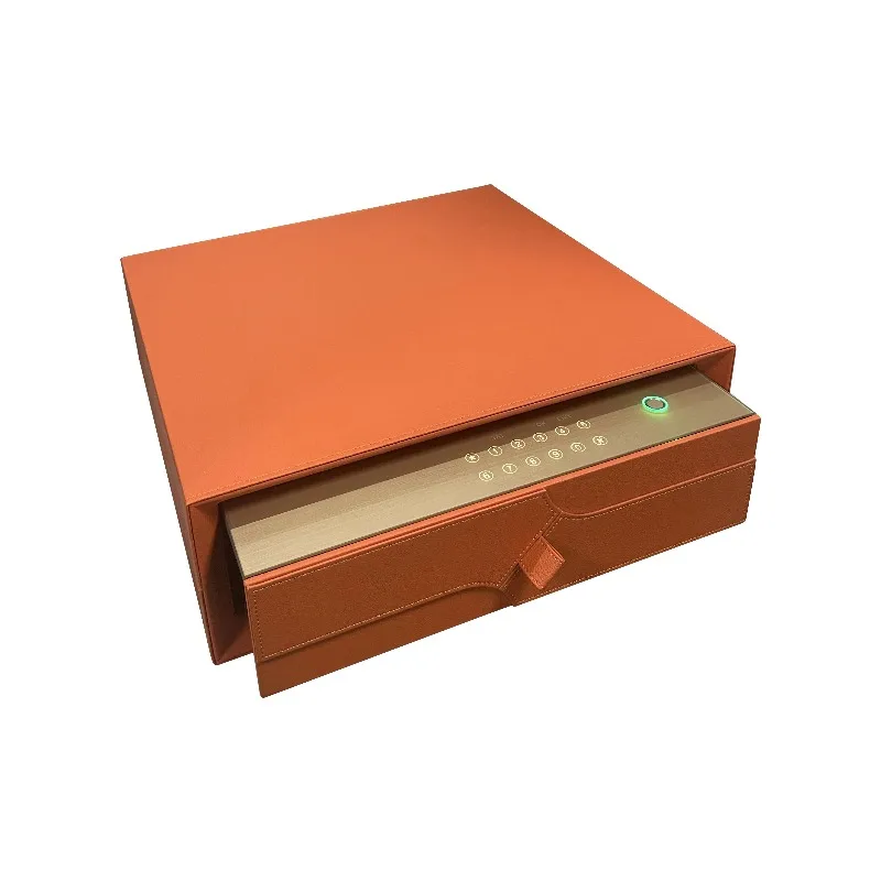 Steel Leather Safe Box for Jewelry with Fingerprint Electronic Digital Lock Organizer Wardrobe Accessory