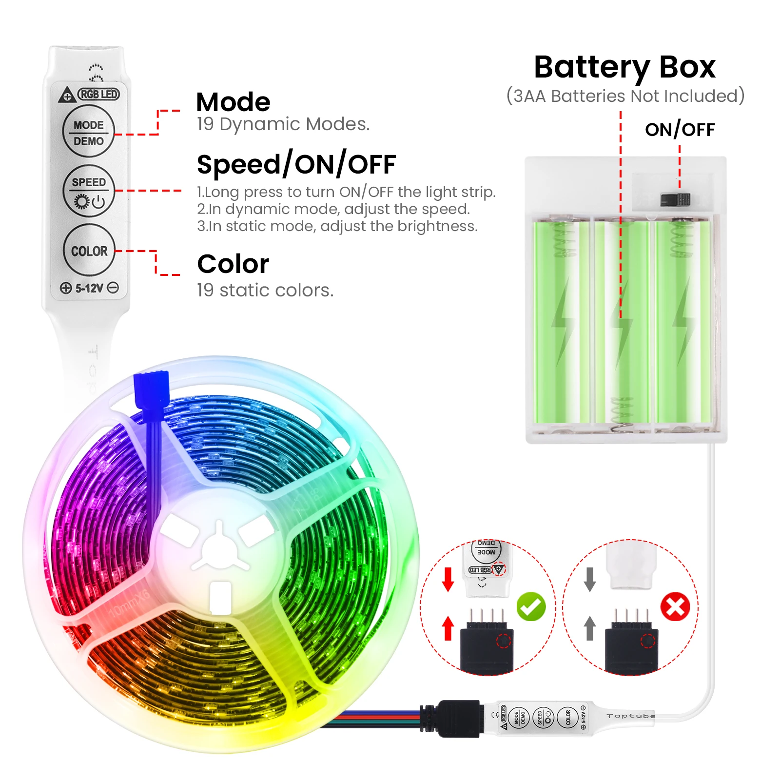 RGB LED Strip Light 2835 5050 Battery Powed/Bluetooth Flexible Lamp Tape RGB Ribbon 1M 2M 3M 4M 5M DC5V Decoration TV BackLight