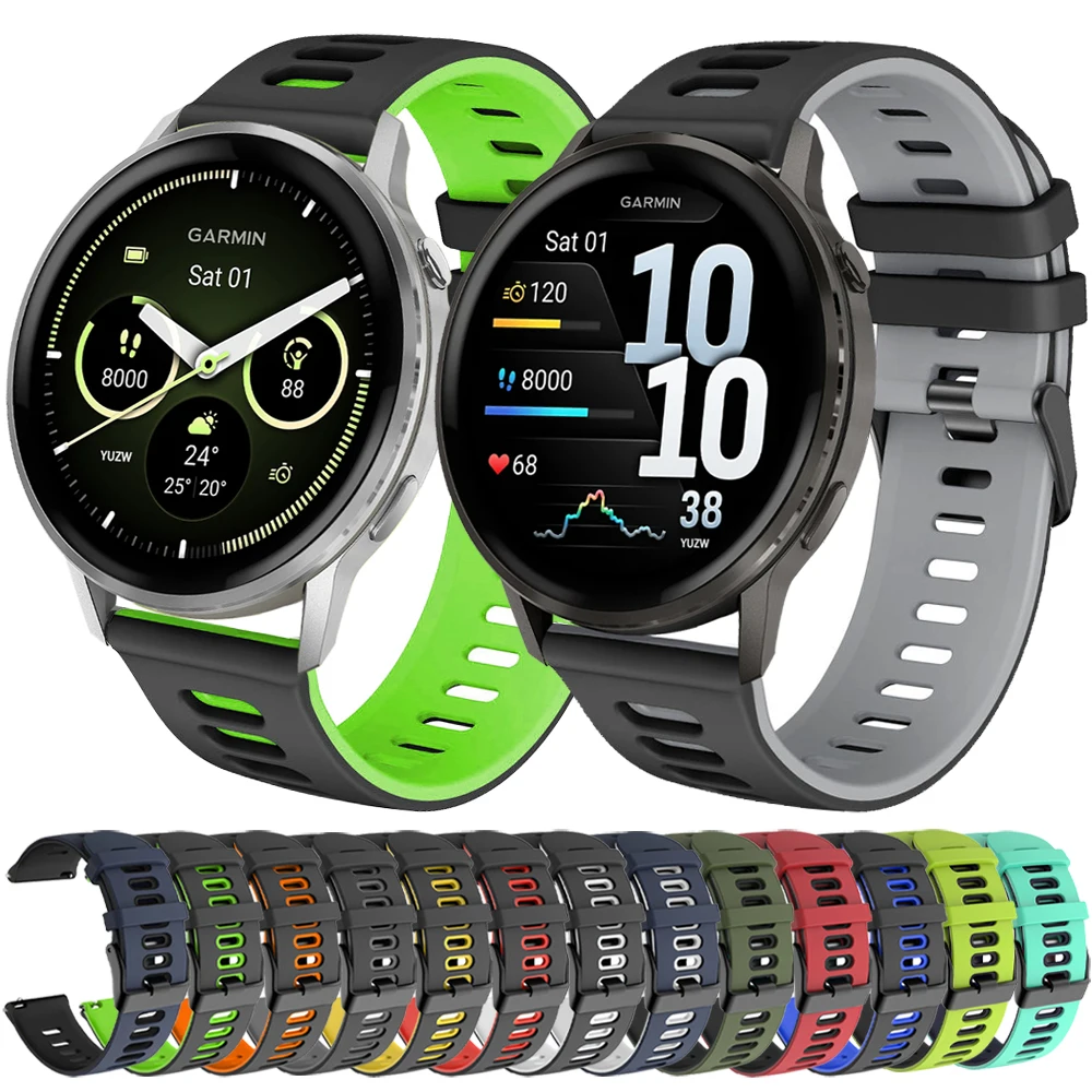 20mm 22mm Sport-Silikonarmband für Garmin Forerunner 55 165 265 255 245 Music 570 Armband Active 5-6/Venu 4 3 2 Plus Uhrenband