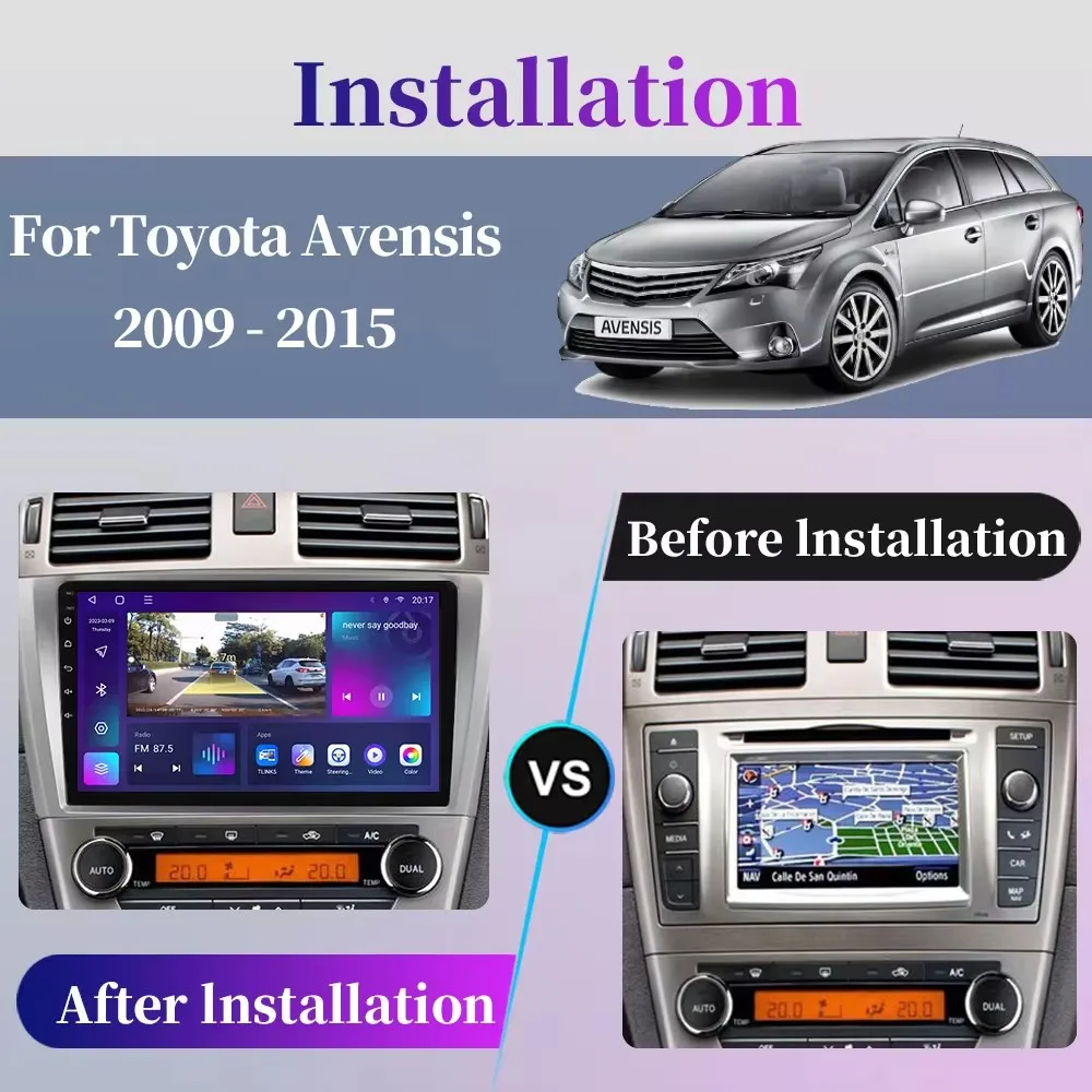 Android 14 Car Radio Multimedia Player For Toyota Avensis 2009 2010 2012 2014 2015 Auto Wireless Carplay DSP 48EQ 2Din