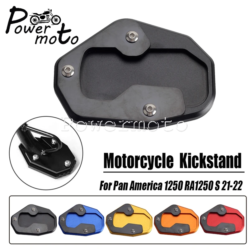 Motorcycle Aluminum Side Foot Pad Kickstand Stands Extension Support Enlarge Plate For Harley Pan America 1250 RA1250 S 2021-up