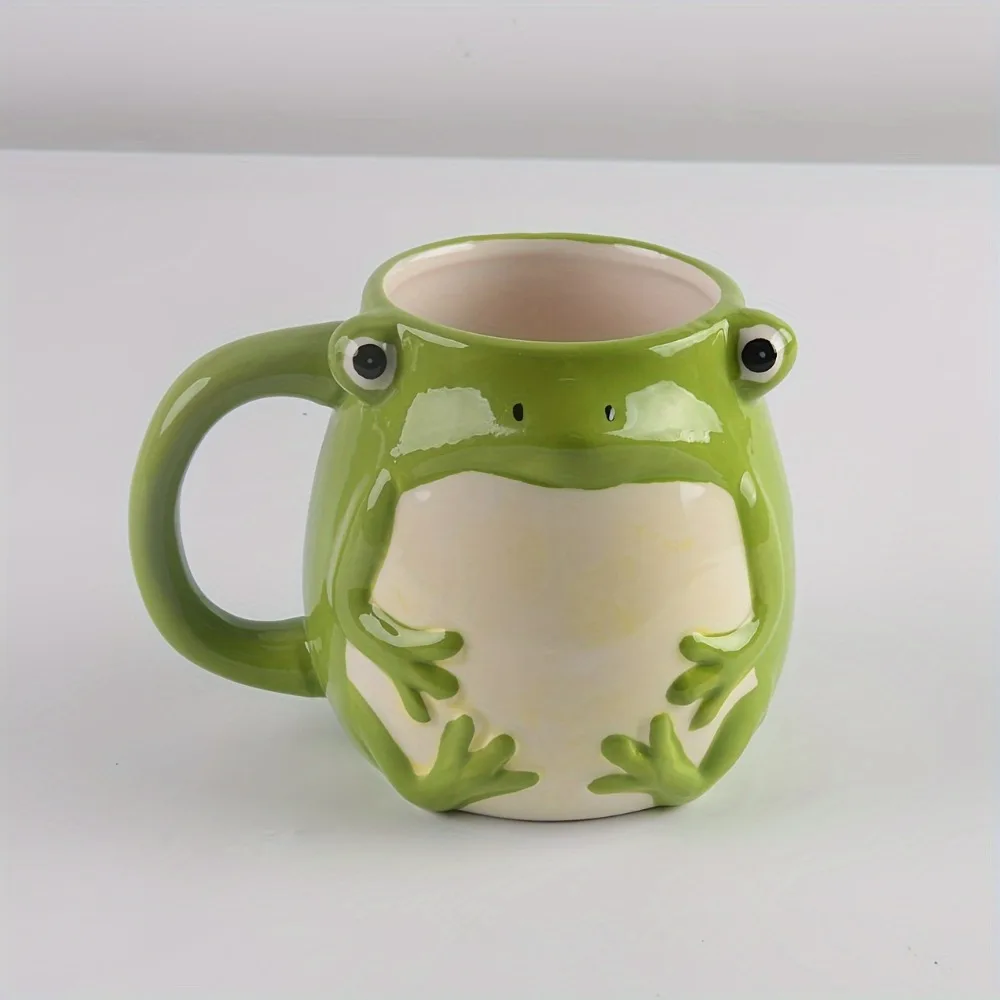 Frog Coffee Mug Green Porcelain Ceramic Cup with Handle Funny Novelty Cup Gift for Women Men Birthday Festival Christmas view 5