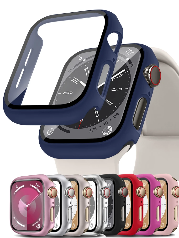 Für Apple Uhrengehäuse 45mm 41mm 44mm 40mm 42mm 38mm Abdeckung Stoßstange mit gehärtetem Glas Displays chutz iwatch Serie 9 8 7 6 5 se