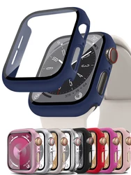 Capa Bumper com Protetor de Tela de Vidro Temperado para Apple Watch, 45mm, 41mm, 44mm, 40mm, 42mm, 38mm, iWatch Série 9, 8, 7, 6, 5, SE