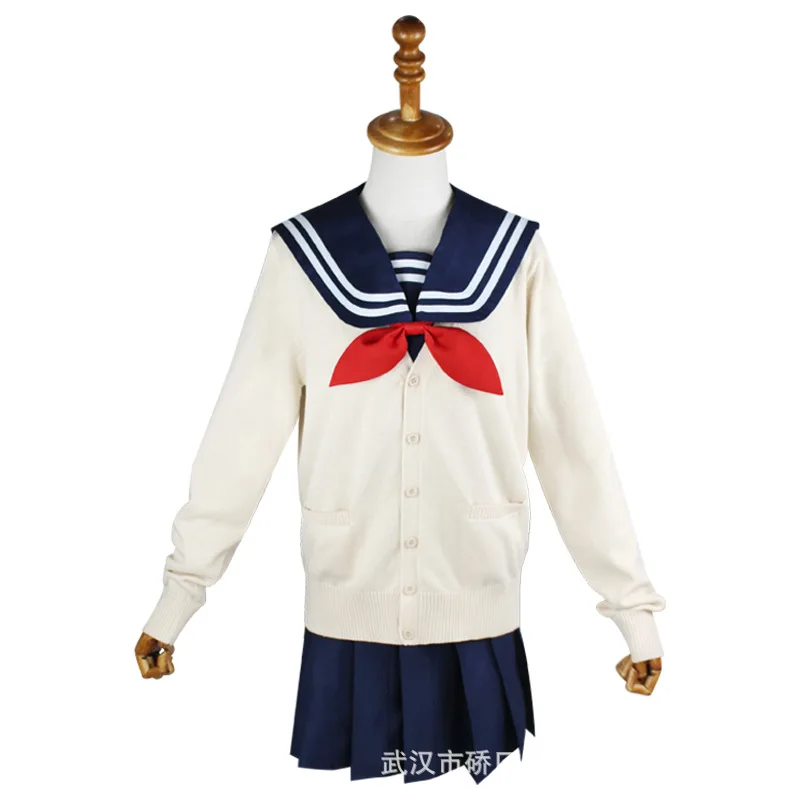 Anime My Hero Himiko Toga Cosplay Costume JK Shcool Uniform Academy Navy Blue Sailor Suit White Sweater Women Halloween Dress - view 5
