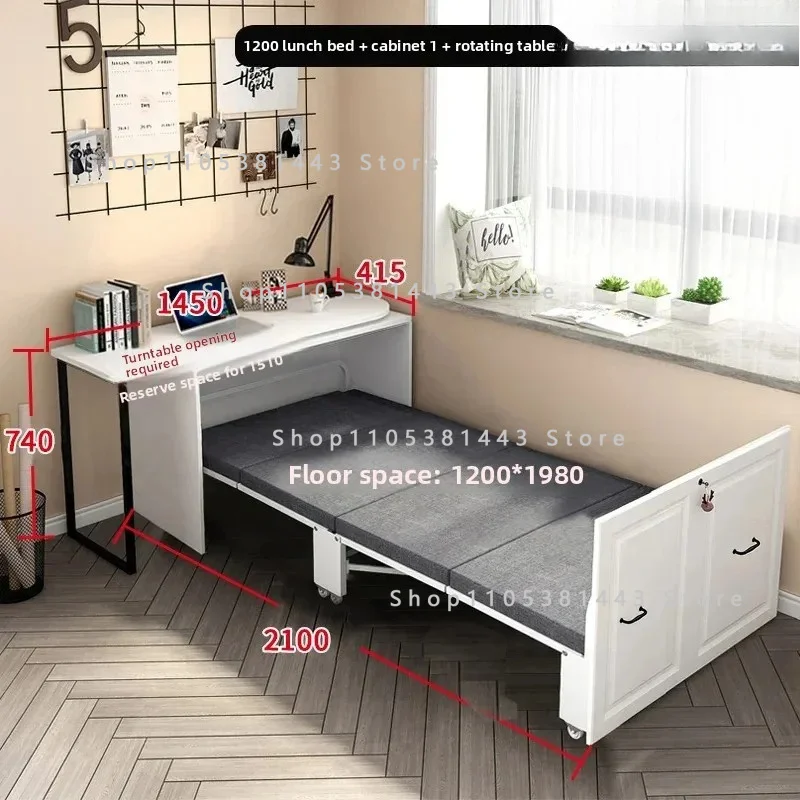 Integrated Dual-purpose Balcony Folding Bed Retractable Multifunctional Study Living Room Invisible Bed Cabinet Desk Bookcase