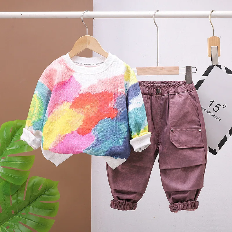 

Новый весенне-осенний комплект одежды для девочек и мальчиков: футболка и брюки, 2 предмета/комплект, одежда для младенцев, костюм для малышей, детские спортивные костюмы