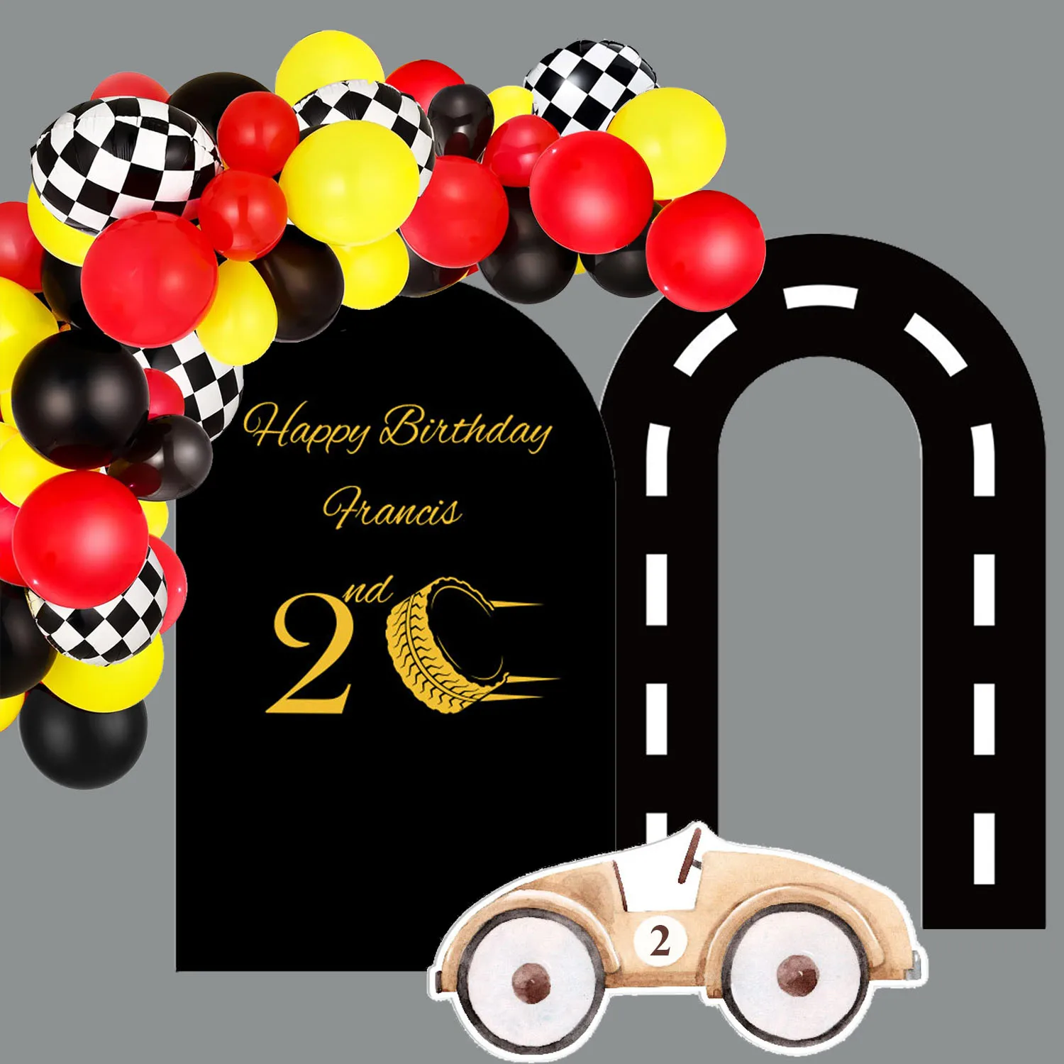 Race Car Custom Arch Backdrops Car Tank Arch Cutouts KT Board Party Background Backdrop Two Fast Birthday Party Decorations