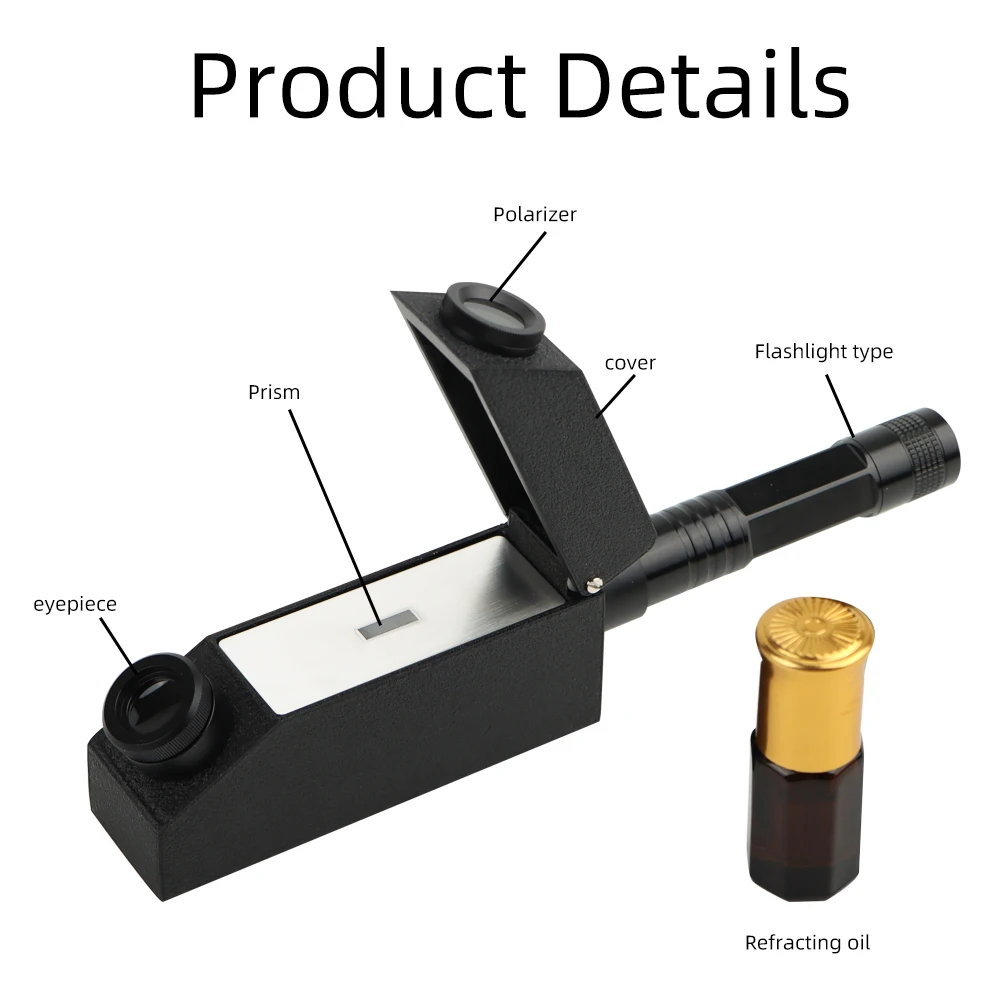 Gem Refractometer 1.30 ~ 1.81 RI Range Professional Gemstone ldentification w/ Monochromatic Light Filter + Polarizing Lens