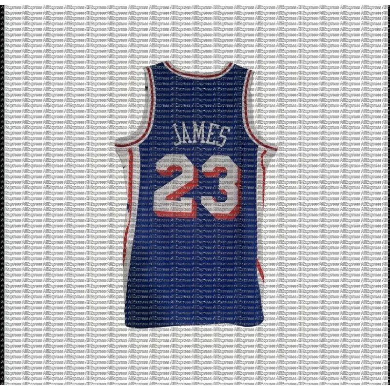 Sapphire Basketball Vest JAMES Digital Printed Red and White Contrasting Breathable Loose Sleeveless Sports Jersey