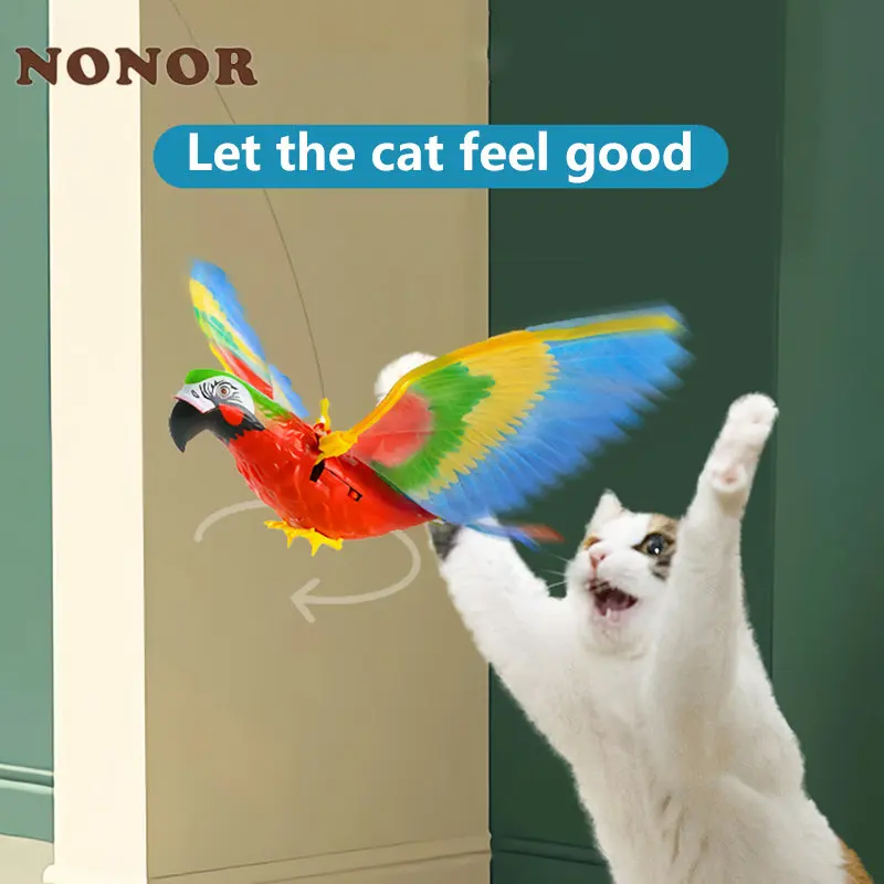 NONOR Cat Interactive Toys Simulation Bird Electric Hanging Eagle Flying Bird Cat Teasering Play Cat Stick Scratch Rope Pet Toys