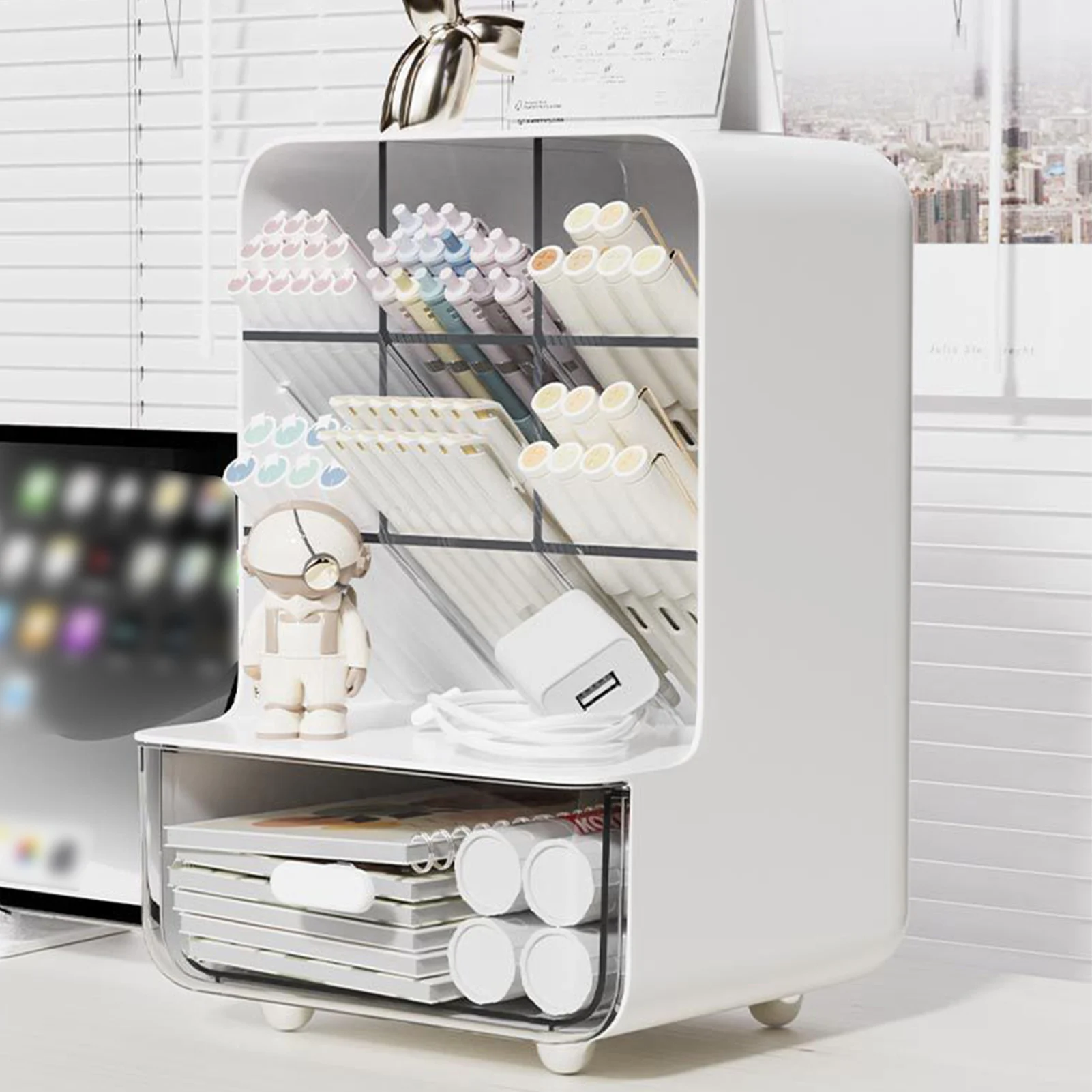 Clear Desk Organizer Pen Holder Multi-layer Pencil Storage Box Office Stationery Supplies Organizer Home School Desk Accessories