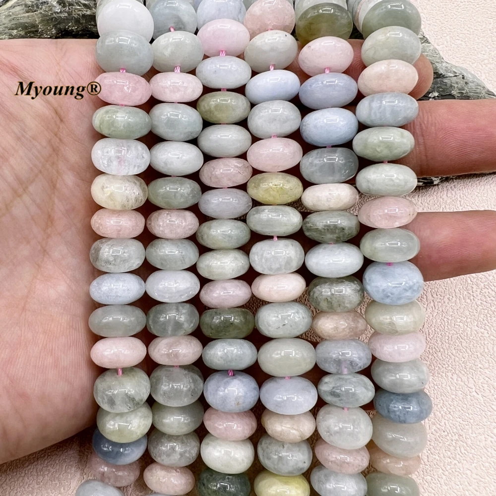 6*12MM A+ Natural Colorful Morganite Beryl Stone Rondelle Abacus Beads For DIY Jewelry Making MY230556