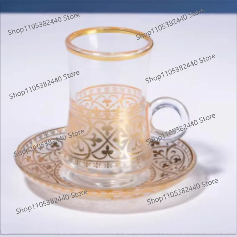 18 East characteristic bronzing glass coffee cup saucer tea cup spoon set