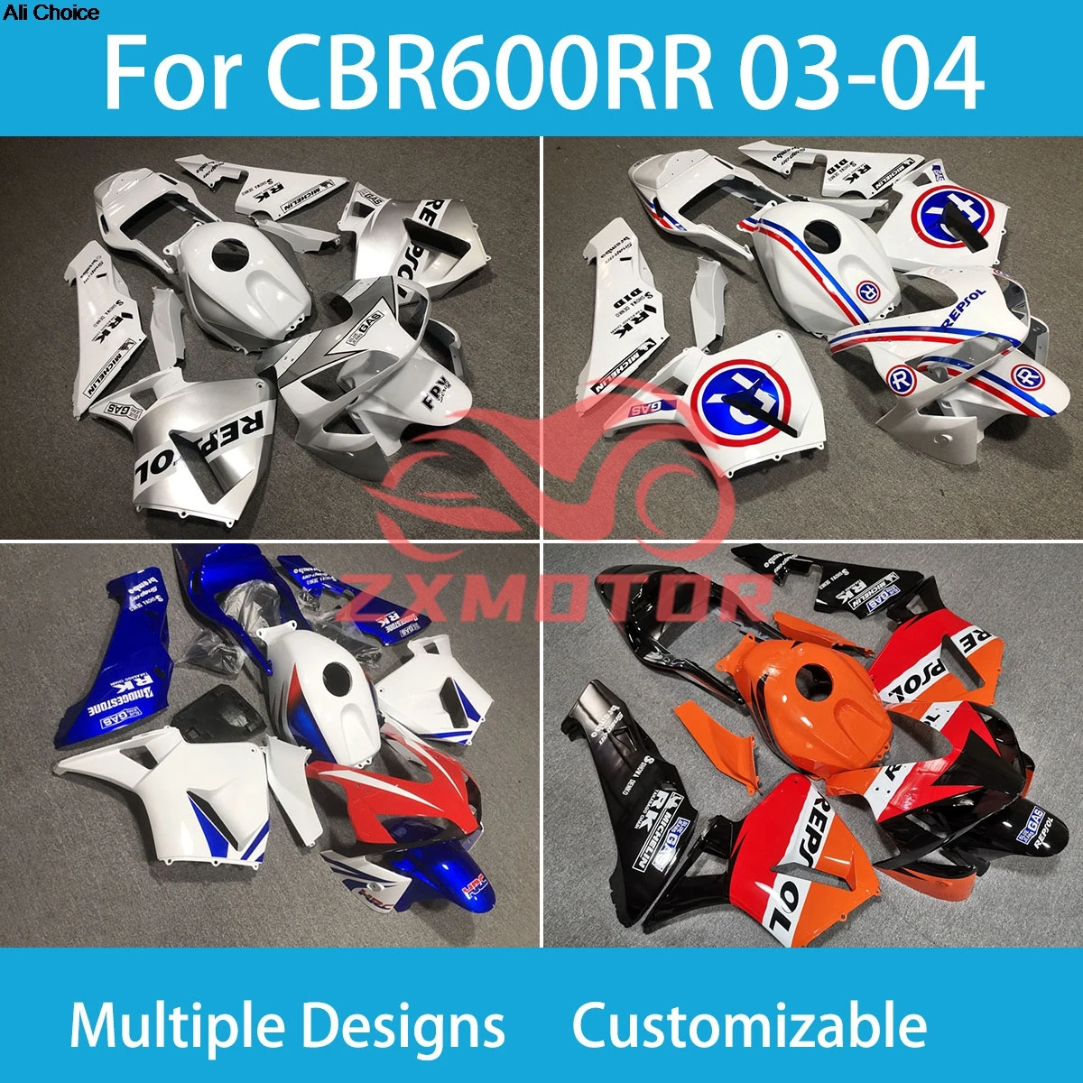 Adequado para honda cbr 600rr 2003 2004 conjunto de carenagem legal cbr600rr 03 04 zxmt kit carroçaria carenagens da motocicleta