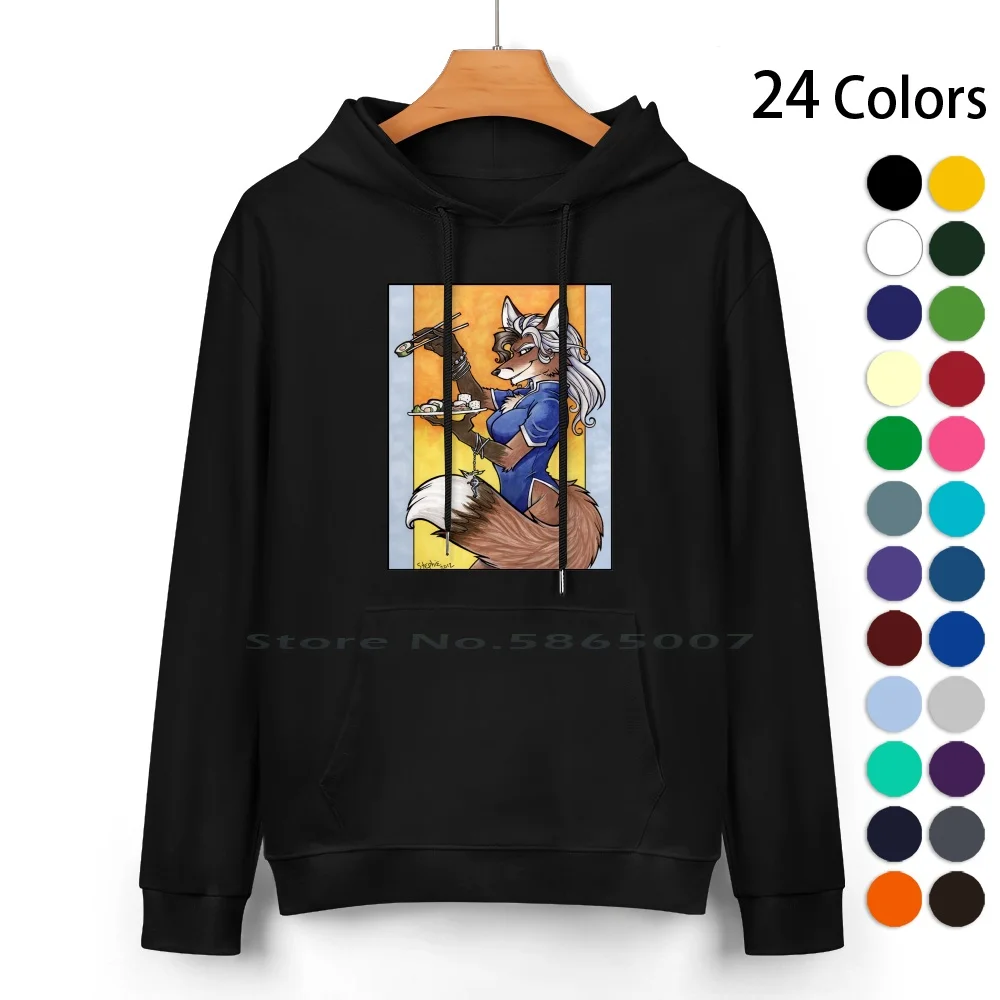 Sushi Fox Pure Cotton Hoodie Sweater 24 Colors Werewolf Lycanthrope Lycanthropy Vixen Fox Anime Furry Anthropomorphic Wolves