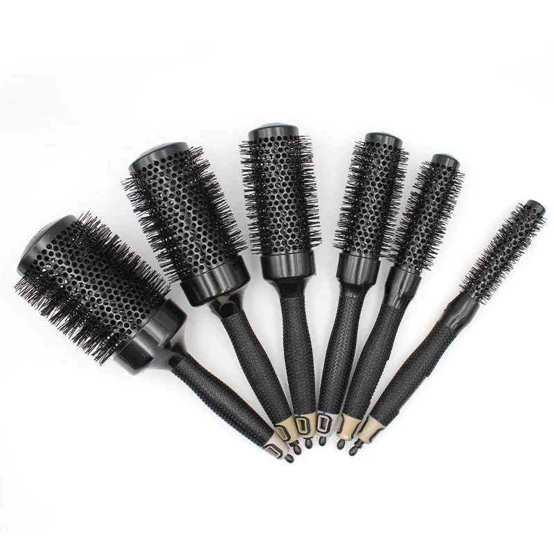 Professional Anti-static hair comb High Temperature aluminum Iron Round Comb 6 Size Hair Tools Hair Brush Tangled Hair Comb