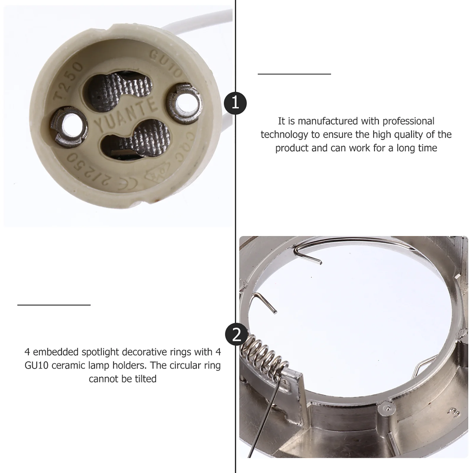 8Pcs Recessed Ceiling Light Mounting Shell Round Spotlight Trim Ring Set Splashproof Lamp Holder for Downlight Frame