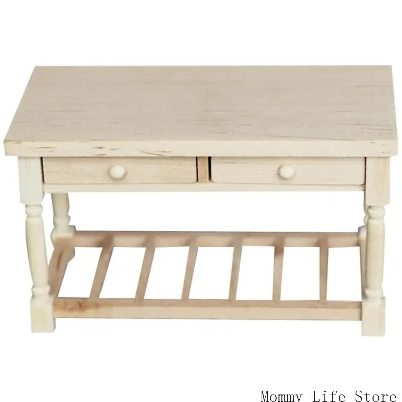 

Реалистичный миниатюрный деревянный стол для кукол аксессуаров отображает мебель