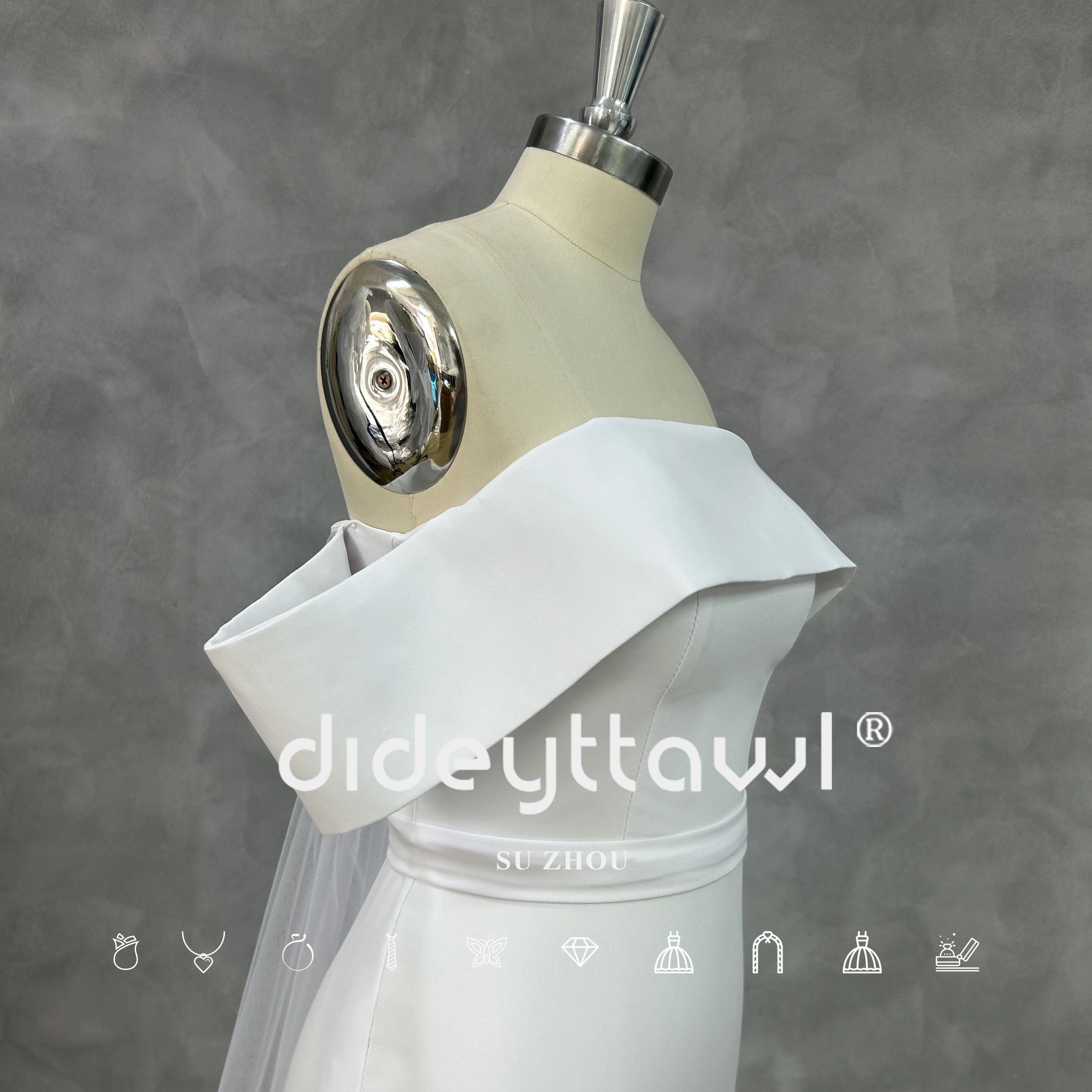 DIDEYTTAWL-vestido de novia de sirena crepé con hombros descubiertos, imagen Real personalizada, sencillo y elegante, con cremallera en la espalda, largo hasta el suelo