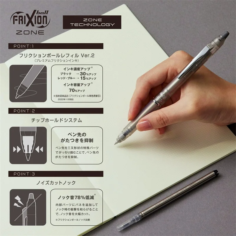 Japan PILOT Frixion Erasable Gel Pen Ball Knock LFBKZ ZONE Technnology 0.5mm Black Ink view 2