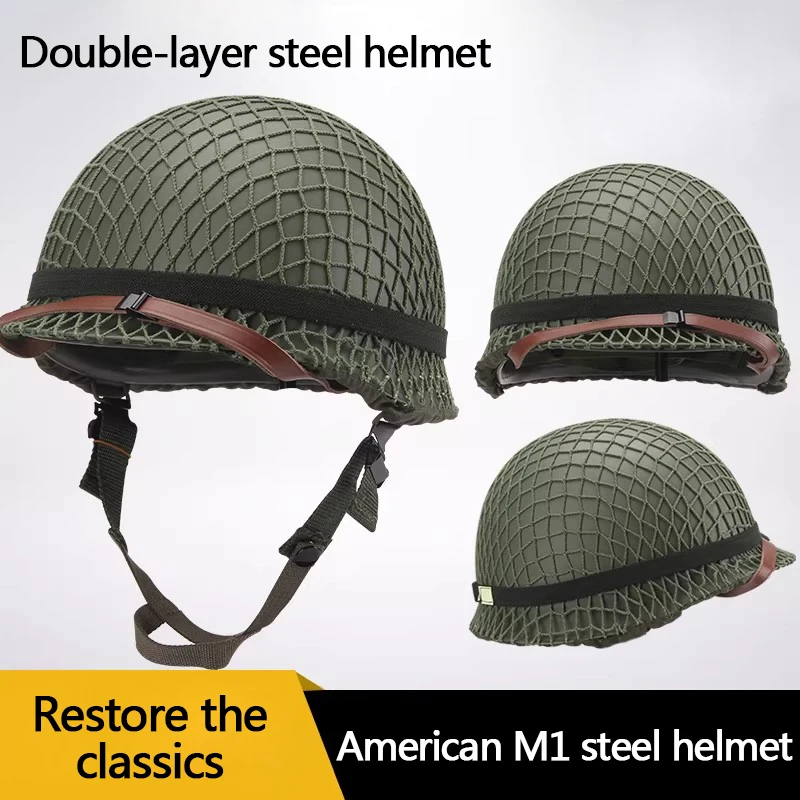 暴動鎮圧用スチールヘルメット、クラシックなアメリカの戦術ヘルメット、二重層ヘルメット、軍事愛好家のための多目的ヘルメット