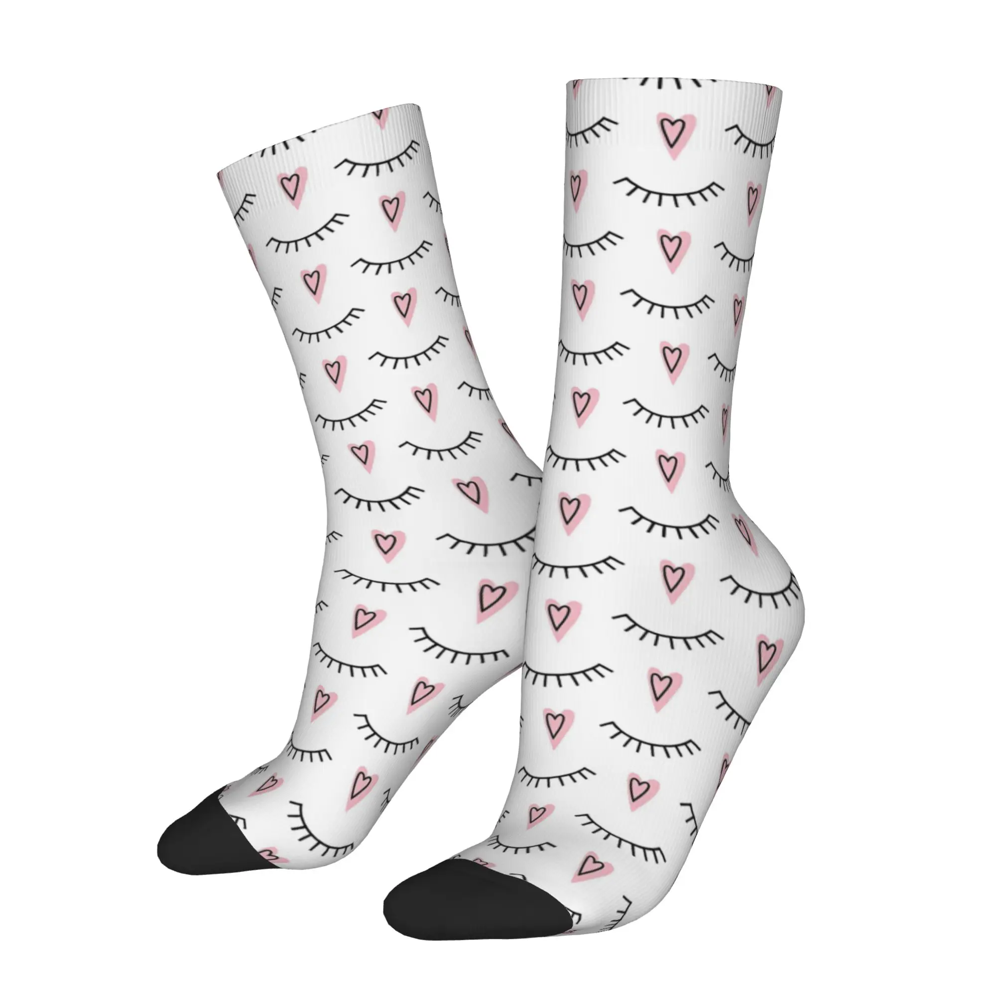 Winter Warm Cool Unisex abstract-pattern-with-closed-eyes-and-pink-hearts-vector-id590248958 Socks  Breathable Basketball Socks