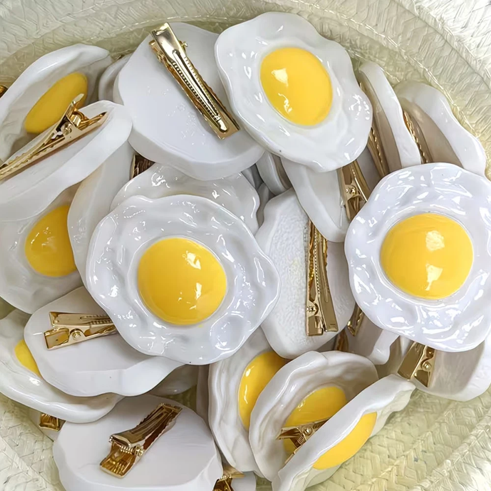 2-Pack Resin Egg-Shaped Hair Clips, Cute Cartoon Style Duckbill Hair Clips, Casual Plastic Accessories, Halloween Novelty Fun, Suitable for Teenagers and Adults