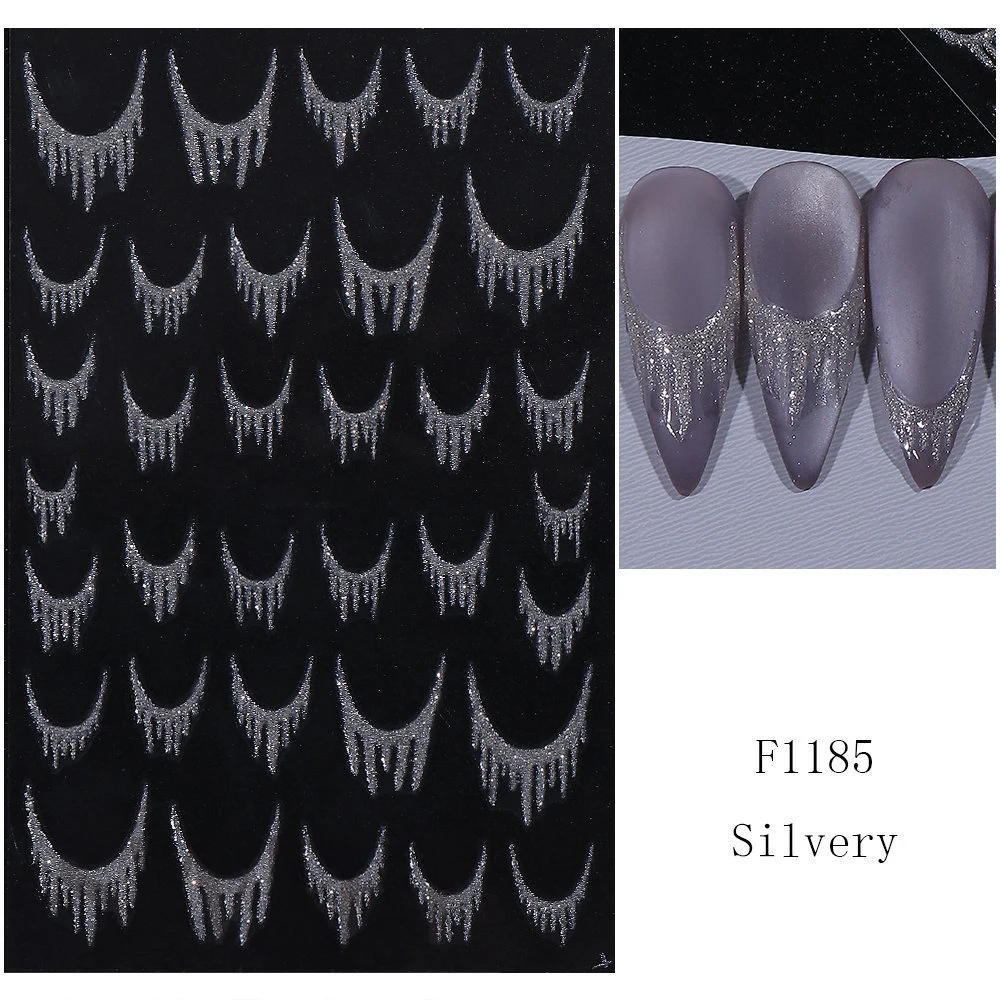 ثلاثية الأبعاد انفجار لامعة الذهب/الفضة شرابة مسمار الفن ملصق ذاتية اللصق الفرنسية شرابة مسمار ملصق مائي لتقوم بها بنفسك بريق المعادن الذهب والفضة المنزلق