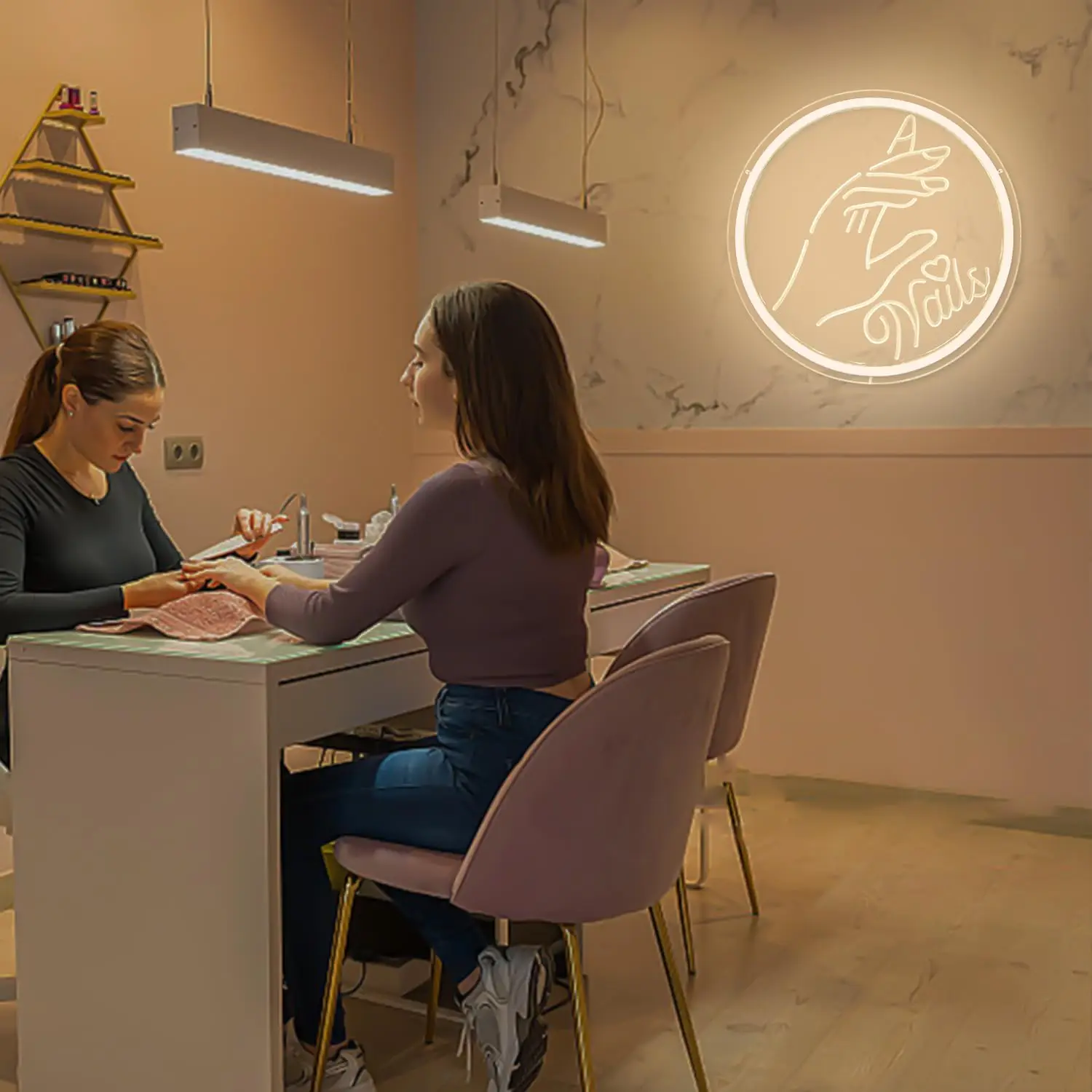 Nail Salon Neon Sign LED Dimmable Wall Light for Beauty Room Bedroom Decor