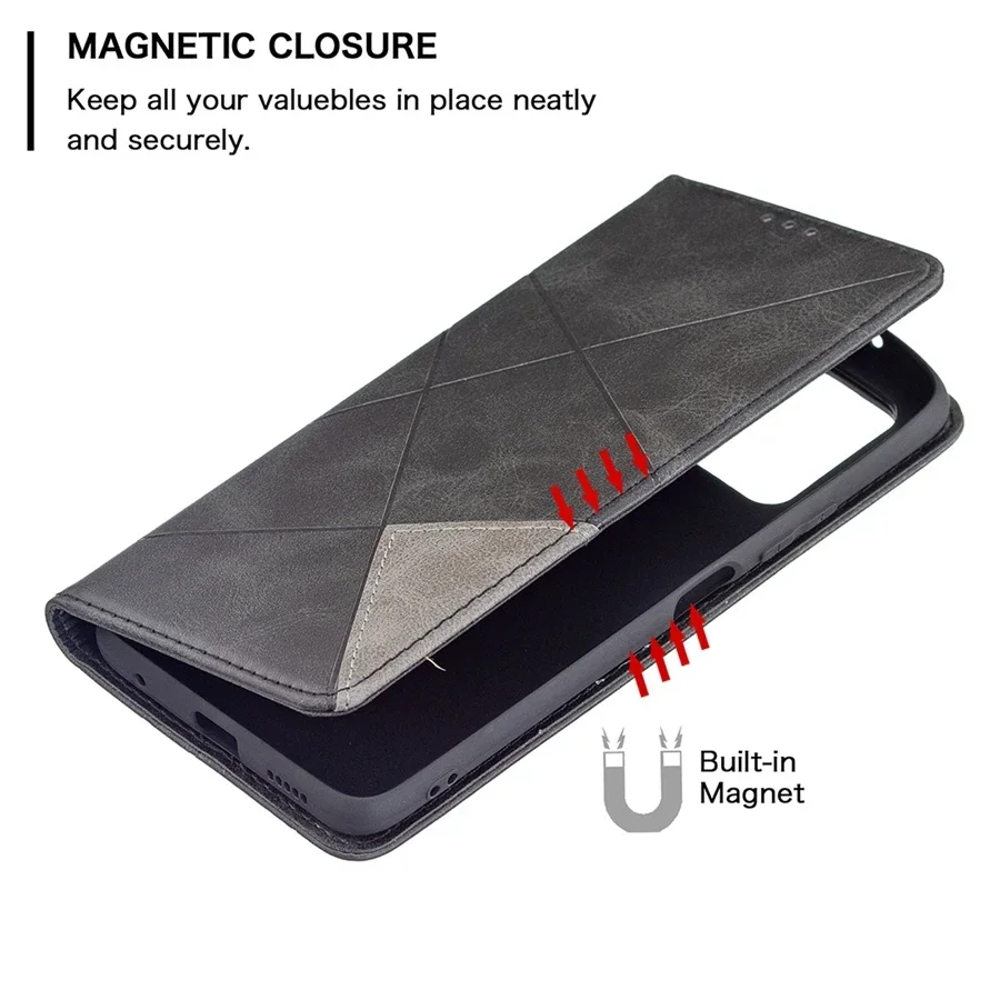 Portafoglio Dark Magnetic Prism Card Slot Flip custodia in pelle per Xiaomi Redmi 14C 13C 12C 10C Note 14 Pro + 13 12S 11 10 9 Pro Mi 13T
