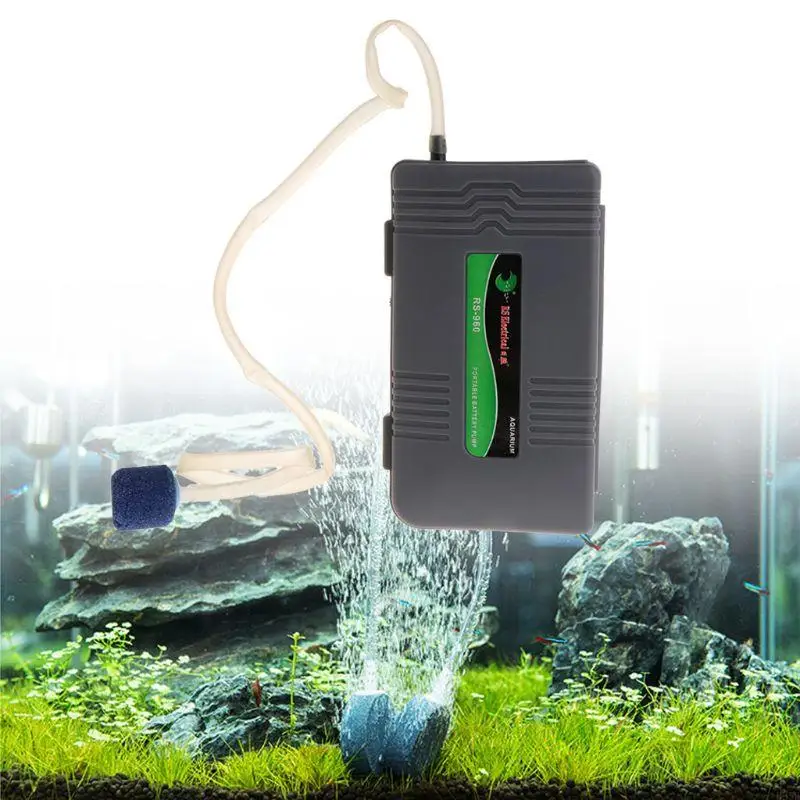 Bomba ar aquário Ultra-Quiet Fish para bomba ar do tanque com pó bateria pedra ar B95b