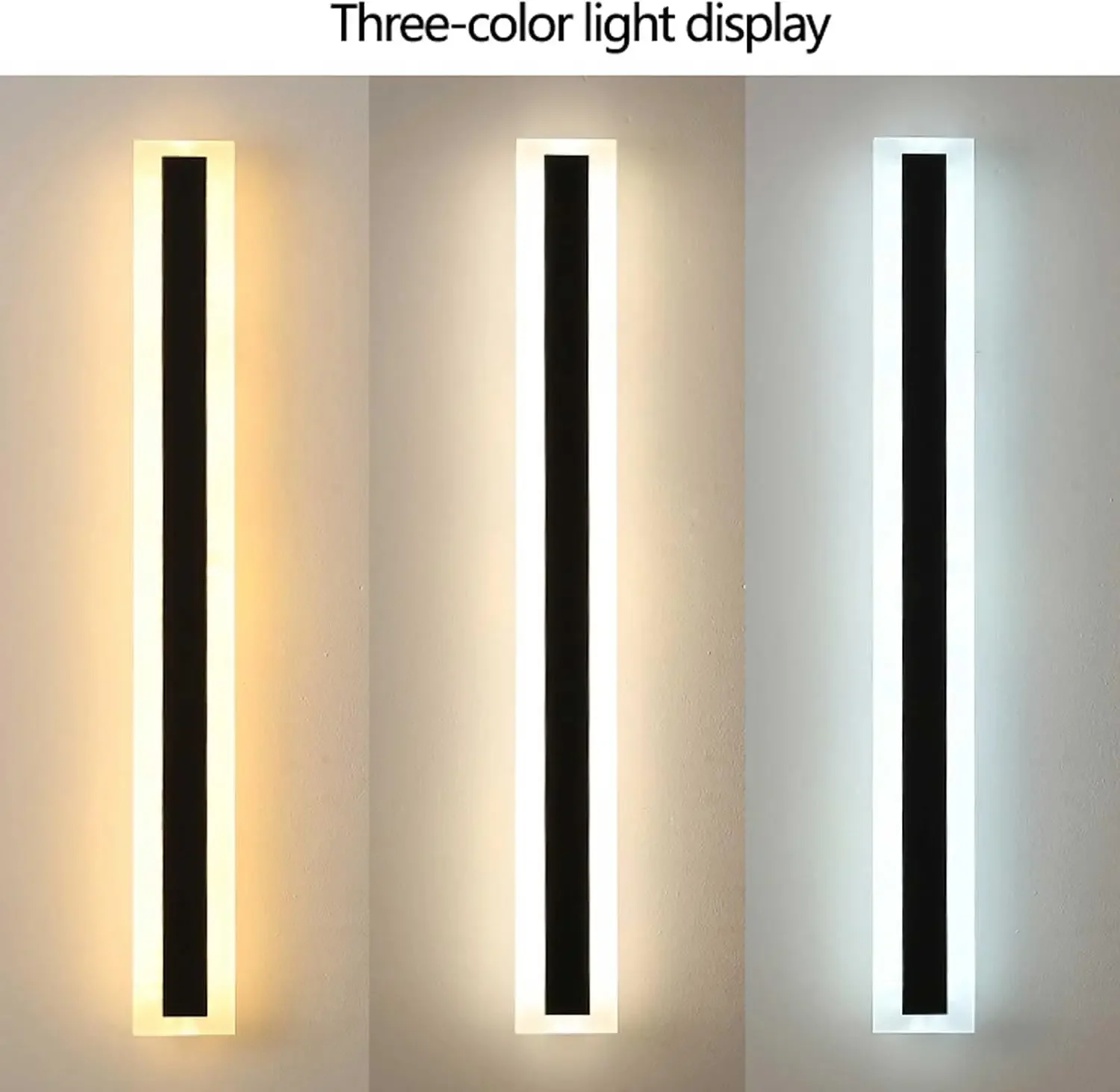 LED Trichromatic Wall Lights,Modern Long Strip Wall Sconce,3000K Lighting Lamp,for Indoor/Outdoor Living Room Corridor Courtyard