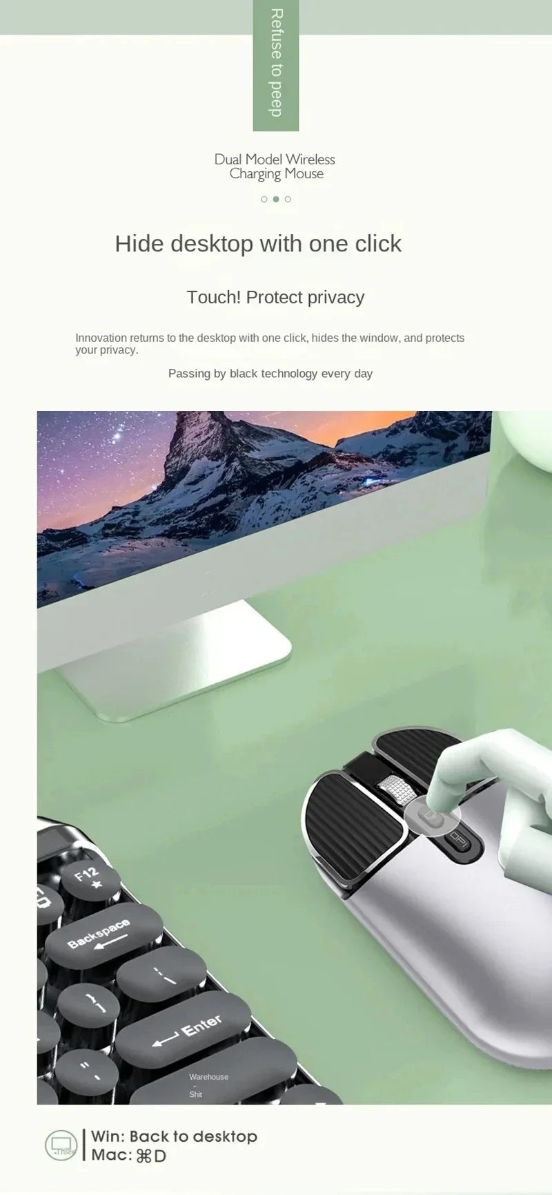 Souris sans fil rechargeable silencieuse pour macbook et pc_voghion.com