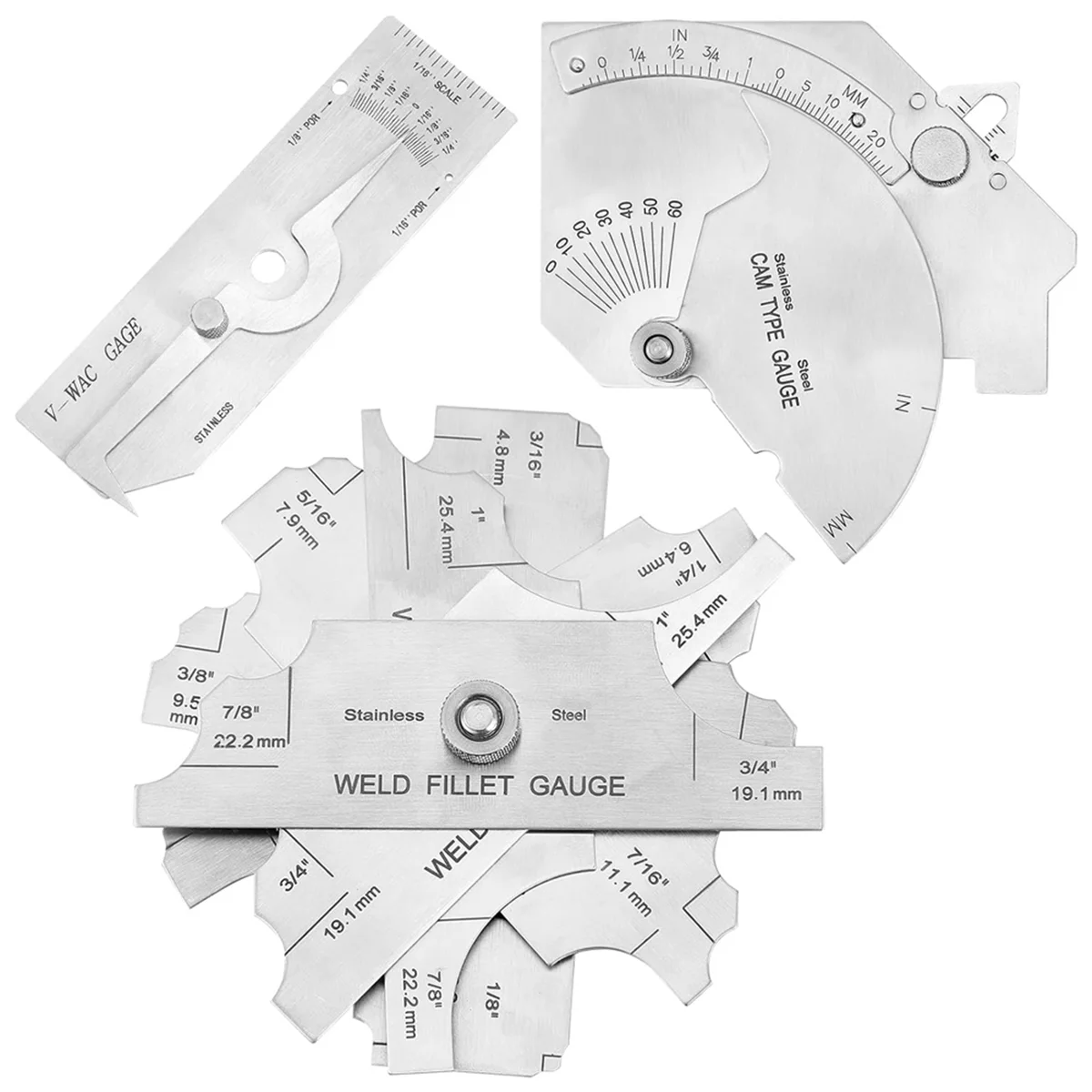 

Gauge Kit Included 7 Piece Fillet Weld Gauge Gage Set, Single Weld Gauge and Stainless Steel Bridge Cam Gauge Kit