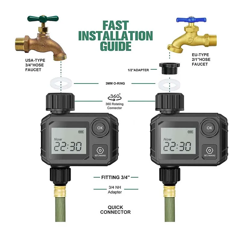 Large Screen Display Garden Water Timer Irrigation Controller Digital Programmable Faucet Watering Irrigation System