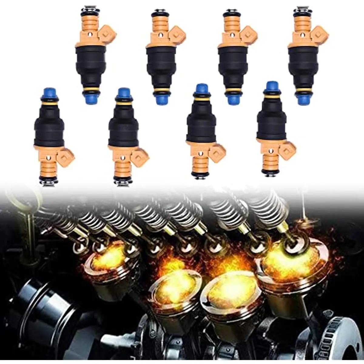 LAICY 8pcs Flow Matched Fuel Injectors Nozzle Replace Spark Plug for  4.6L 5.0L 5.4L 5.8L V8 F150 E150 E250 E350 0280150718