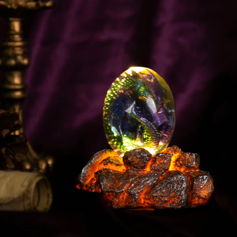 Lava Dragon Egg Resin Statue Ornamental Dinosaur Eggs Sculpture Crystal Gemstone Souvenir Home Decor Collection Kid Gift Toys